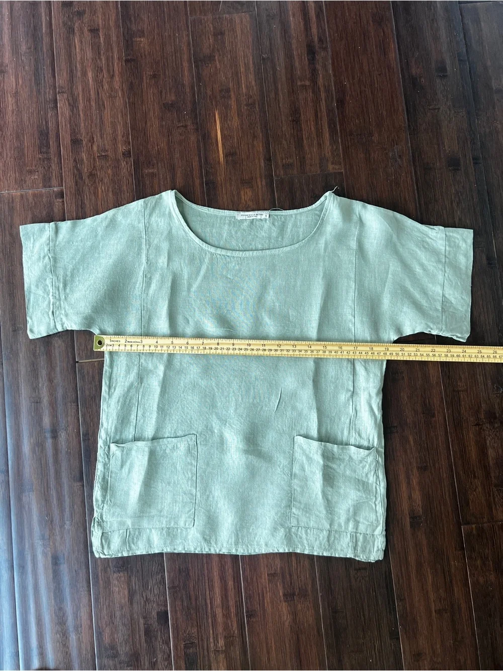 Francesca Bettini Womens Linen Top Small Pocket Boxy Italian Lagenlook Casual - Picture 3 of 7